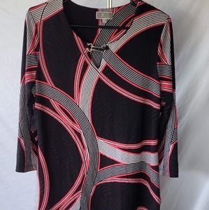JM Collection Pink & Black  3/4 sleeve blouse
